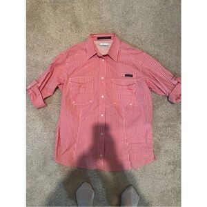 Columbia Red Gingham Women’s Casual Shirt With Mesh Lining